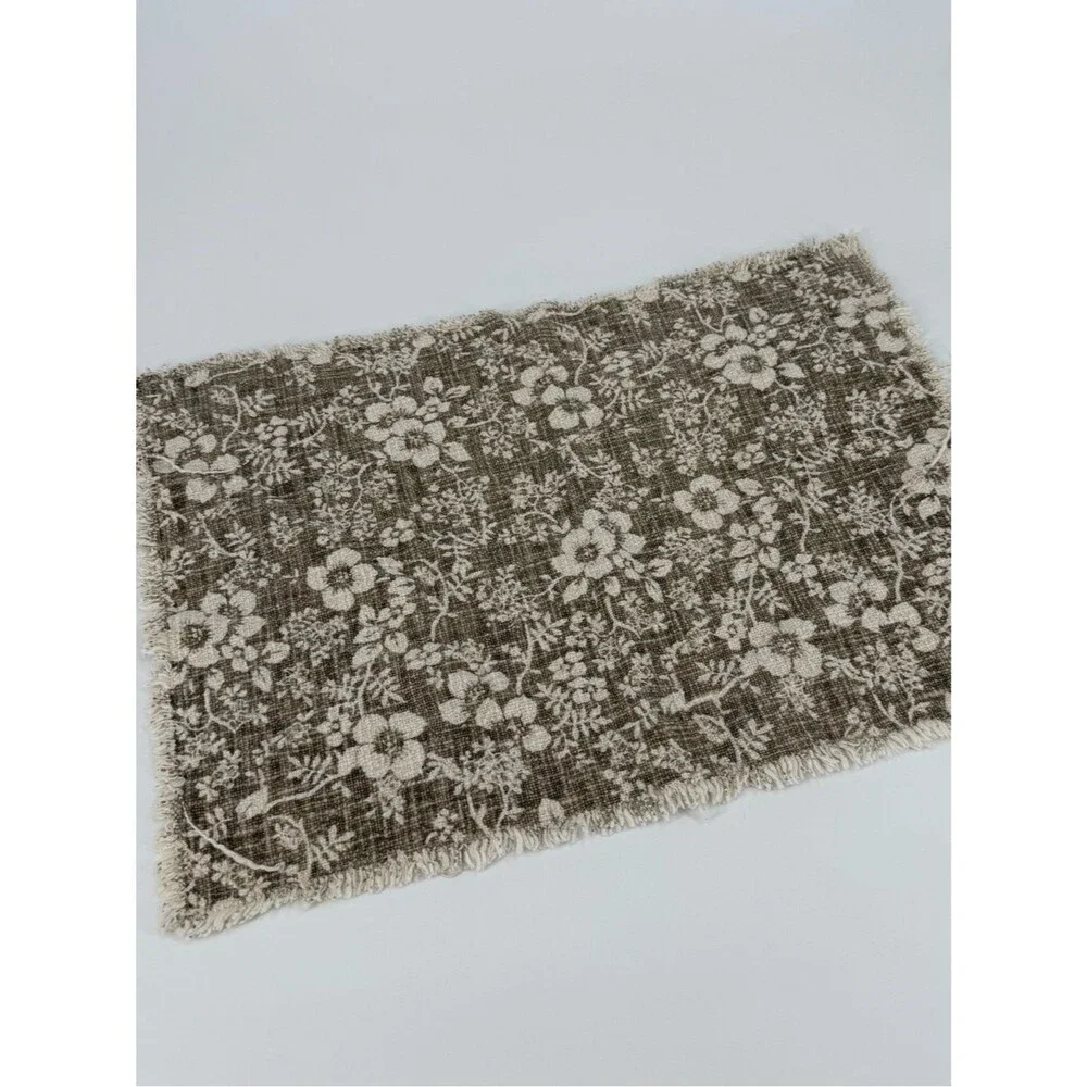 Rachel Zoe Floral Print Fringe Placemat Set of 4 | Taupe Multi